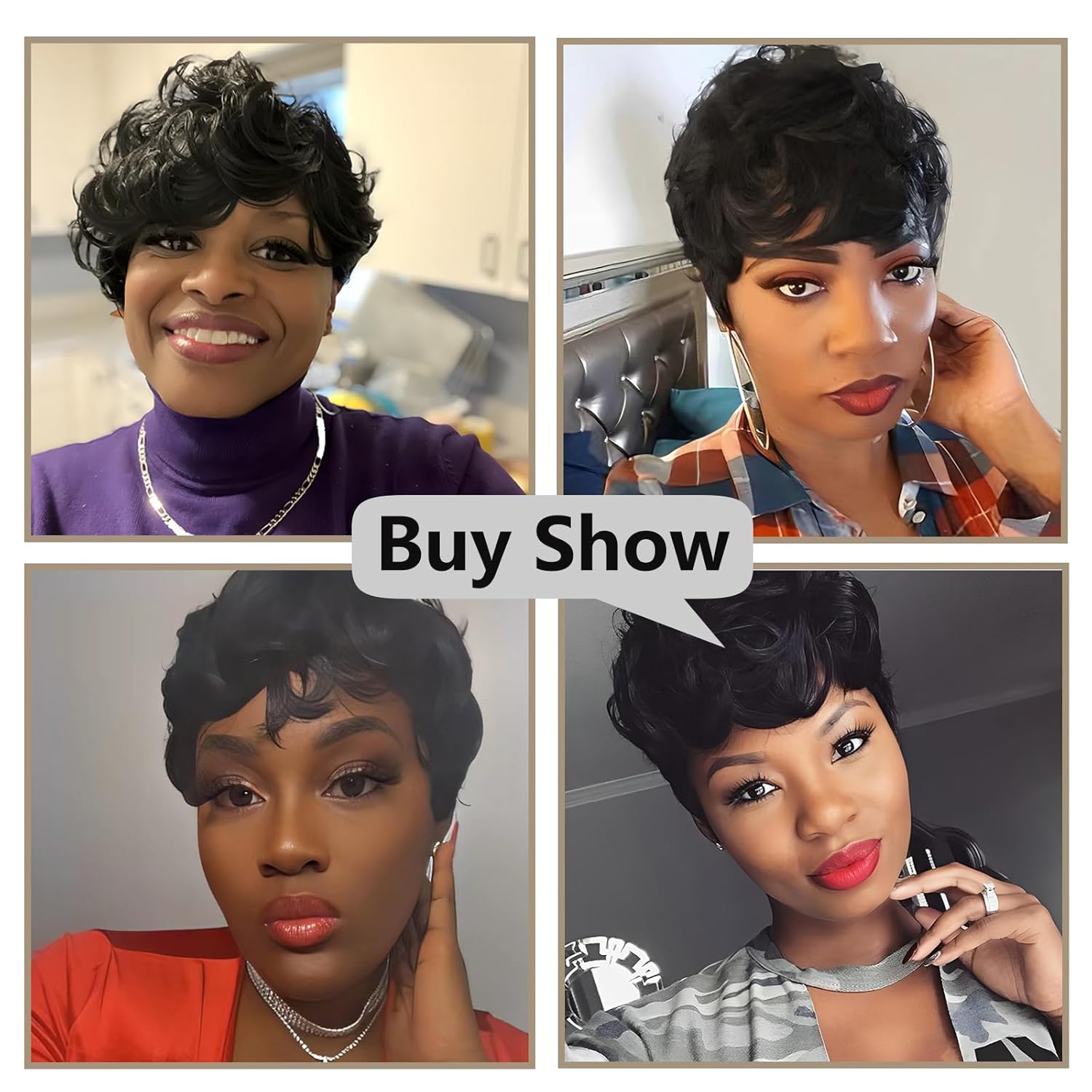 Pixie Cut Wig Short Wigs for Black Women Black Mixed With Grey Human Hair Wigs - Wigtrends