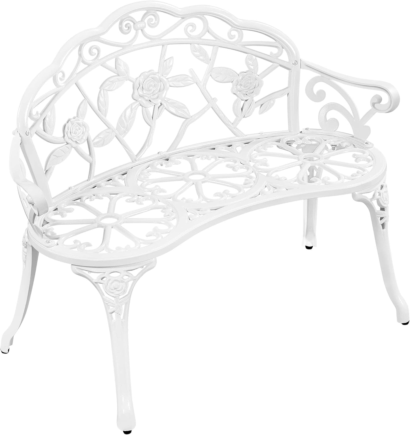 Yaheetech Patio Garden Bench Park Metal Rose Outdoor Benches, Aluminium Vintage Antique Furniture Chair Outside Benches Weather Proof Bench for Outdoor Porch, Lawn, Balcony, Backyard, Bronze