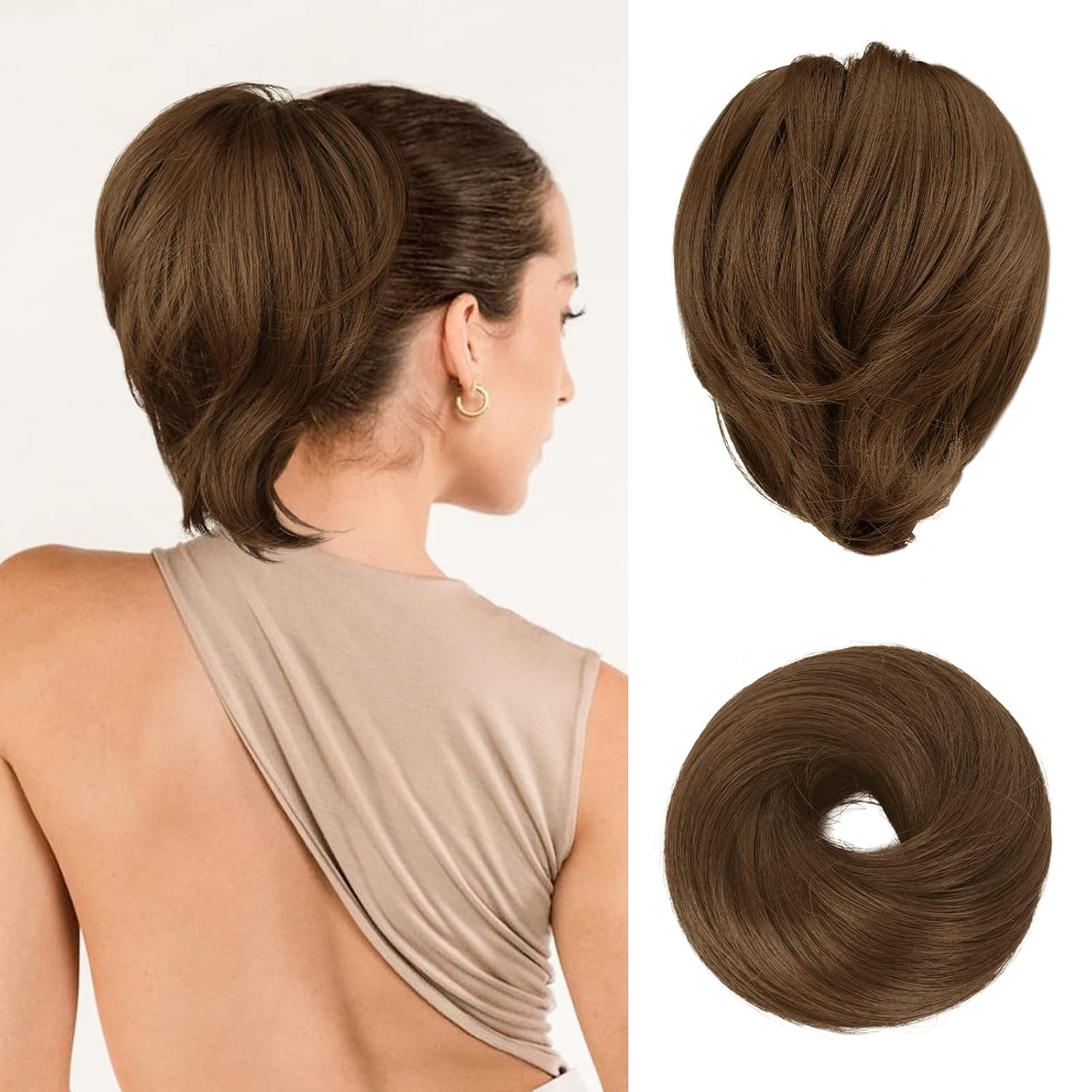 Hair Bun Ponytail Extension Straight Synthetic Hairpiece Fully Short Ponytail