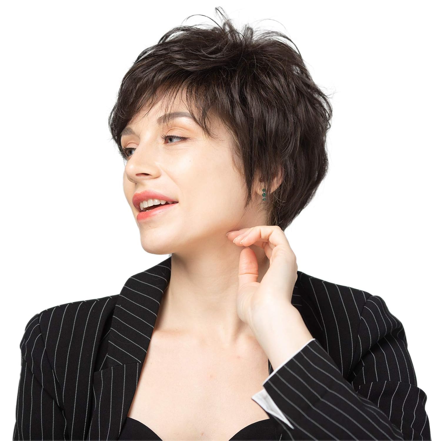 Short Grey Human Hair Wigs for Women Natural Pixie Cut Wig Daily Hair - Wigtrends