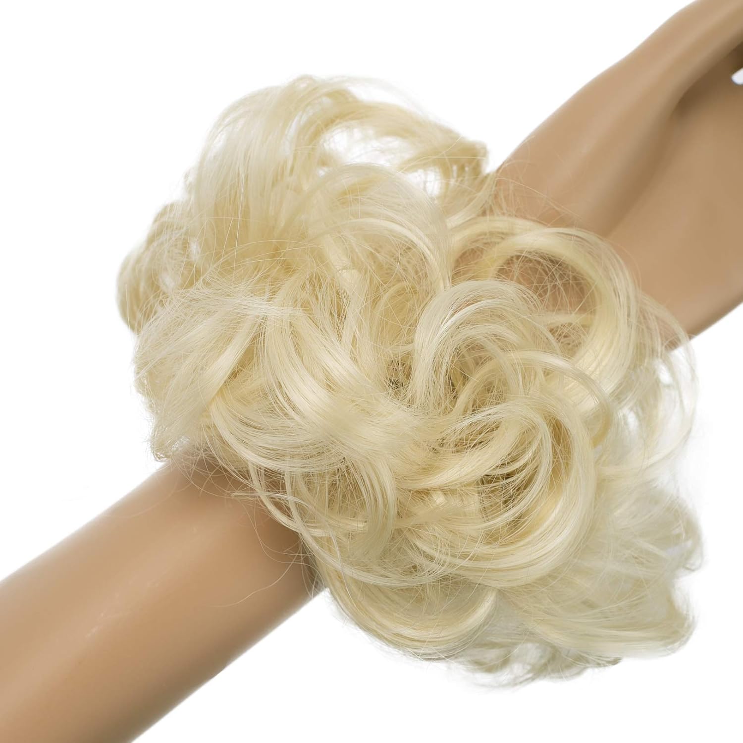 Messy Scrunchie Bun Voluminous Wavy Hairpiece Heat-resistant Synthetic Fibres Blond Mix