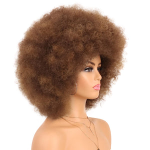 70s Dark Grey Afro Curly Wigs Synthetic Hair - Wigtrends