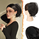 Hair Bun Ponytail Extension Straight Synthetic Hairpiece Fully Short Ponytail