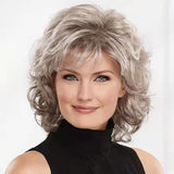 Short Gray Curly Wigs for White Women Curly Grey Hair Wig