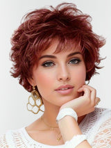 Short Mixed for Women Layered Red Brown Pixie Cut Wig with Bangs Heat Synthetic Short Hair Wigs