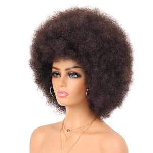 70s Dark Grey Afro Curly Wigs Synthetic Hair - Wigtrends