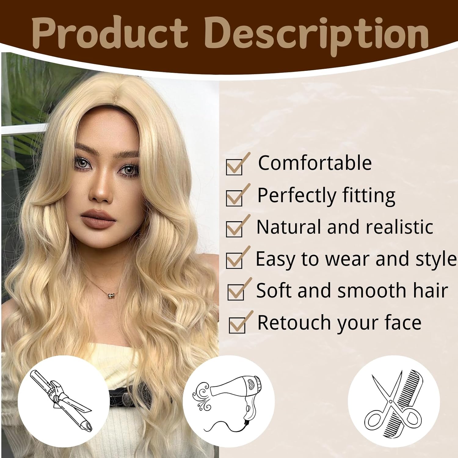 Long Ombre Blonde Wig Middle Part Wavy Women Charming Human Hair Wigs - Wigtrends