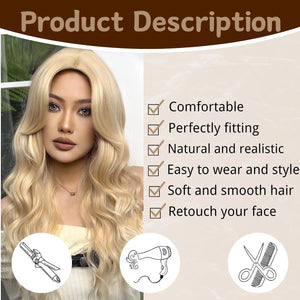 Long Ombre Blonde Wig Middle Part Wavy Women Charming Human Hair Wigs - Wigtrends