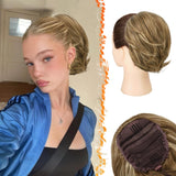 Hair Bun Ponytail Extension Straight Synthetic Hairpiece Fully Short Ponytail