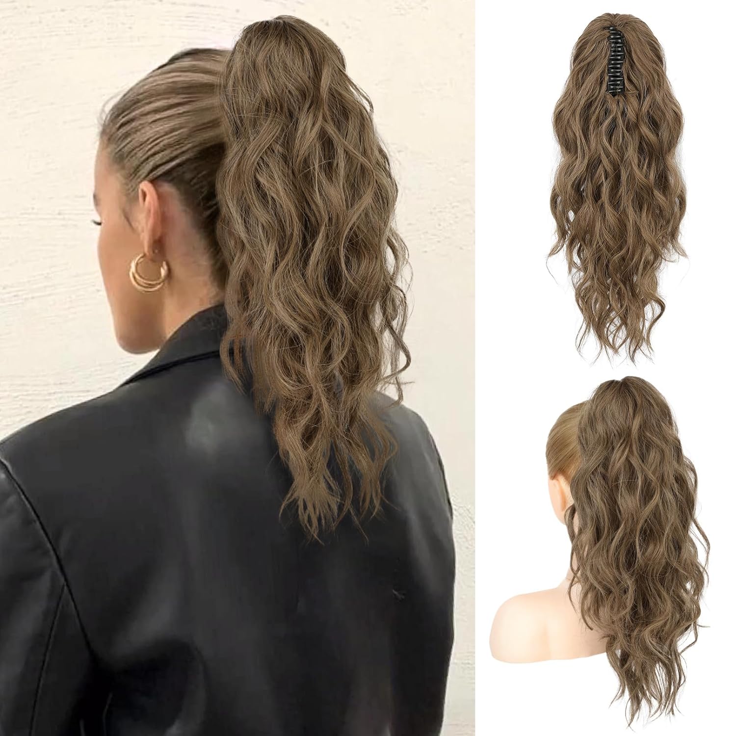 Ponytail Extension 18 Inch Claw Clip Wavy Curly in Synthetic wigs Hair piece - Wigtrends