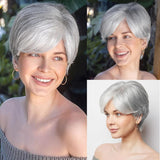 Short Gray Curly Wigs for White Women Curly Grey Hair Wig