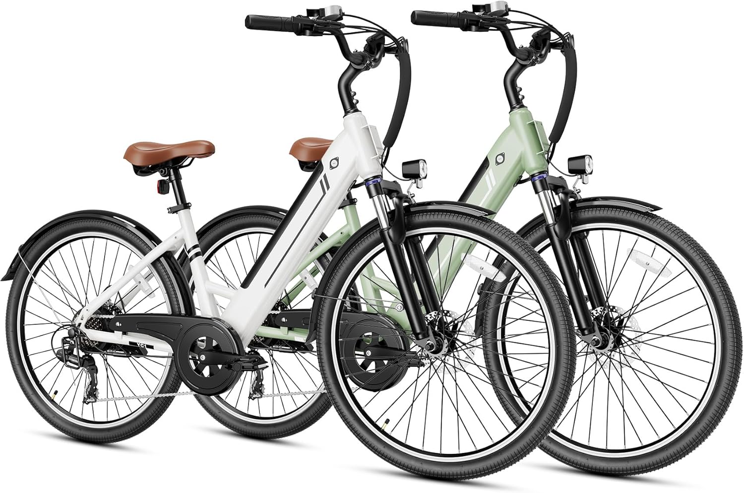 Jasion YC1/ST 26" Electric Bike, 750W Peak Motor, Step-Through Ebike for Adults, 360WH Removable Battery, Up to 40miles, Max 23MPH Urban Commuter E-Bike, 7 Speeds & Front Suspension