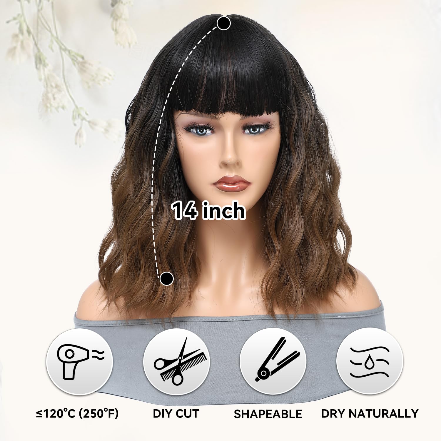 Blonde Wig with Bangs Short Bob Wavy Wig Loose Curly Shoulder Length human hair lace wigs - Wigtrends