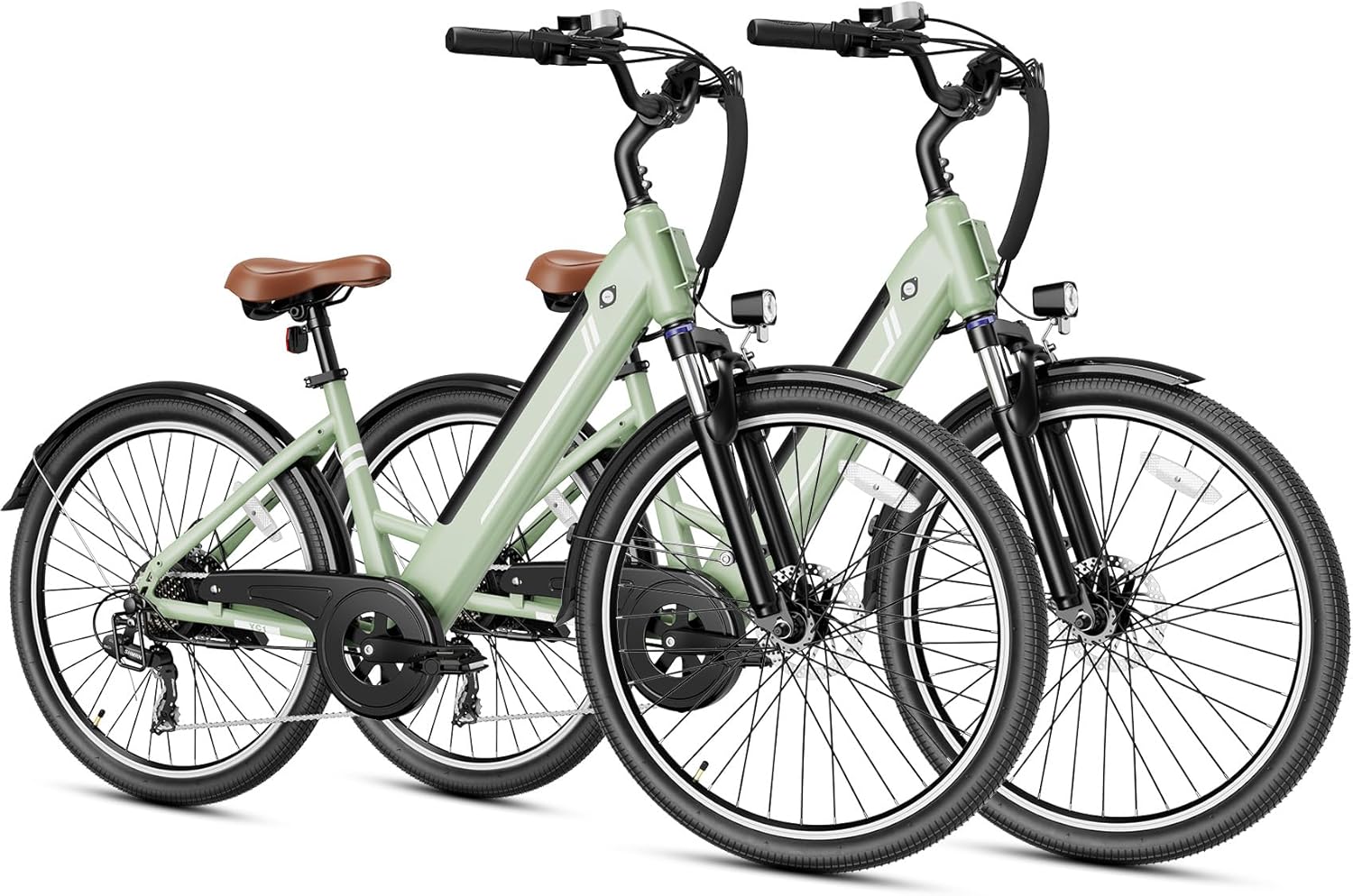 Jasion YC1/ST 26" Electric Bike, 750W Peak Motor, Step-Through Ebike for Adults, 360WH Removable Battery, Up to 40miles, Max 23MPH Urban Commuter E-Bike, 7 Speeds & Front Suspension