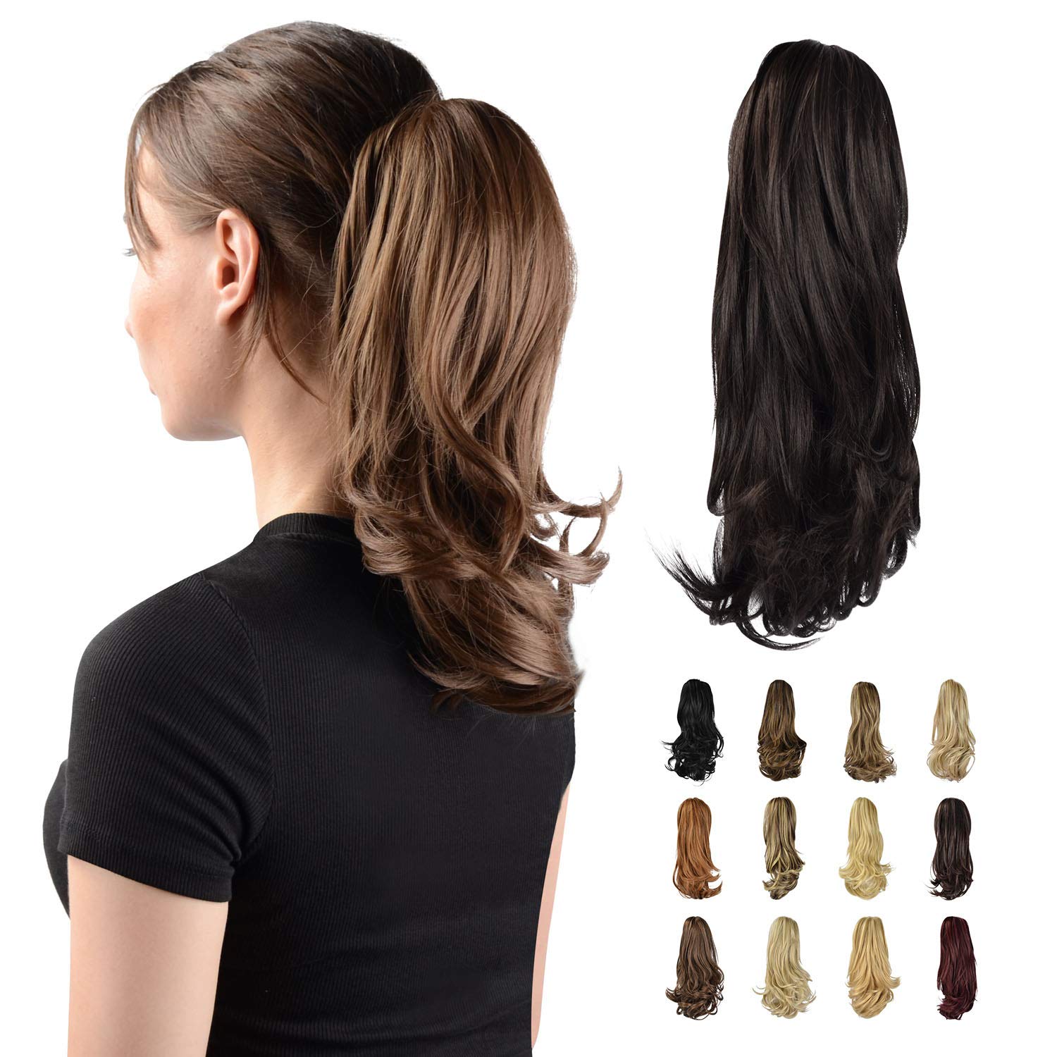 13" Ponytail Extension Long Clip in Claw Hair Extension Human Hair Wig piece