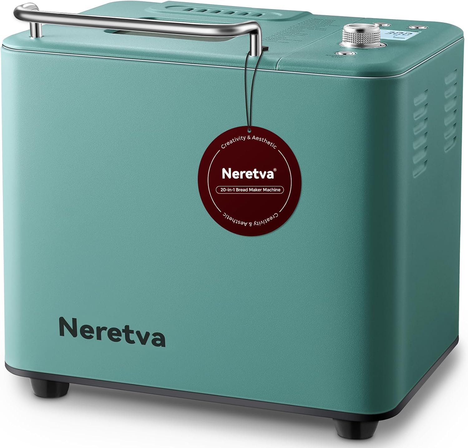 Neretva Bread Maker, 20-IN-1 2LB Bread Machine Dual Heater Bread Maker Machine Automatic with Nonstick Ceramic Pan, 15H Timer & 1H Keep Warm Set, Low Noise, Stainless Steel Breadmaker Recipe-Silver