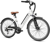 Jasion YC1/ST 26" Electric Bike, 750W Peak Motor, Step-Through Ebike for Adults, 360WH Removable Battery, Up to 40miles, Max 23MPH Urban Commuter E-Bike, 7 Speeds & Front Suspension