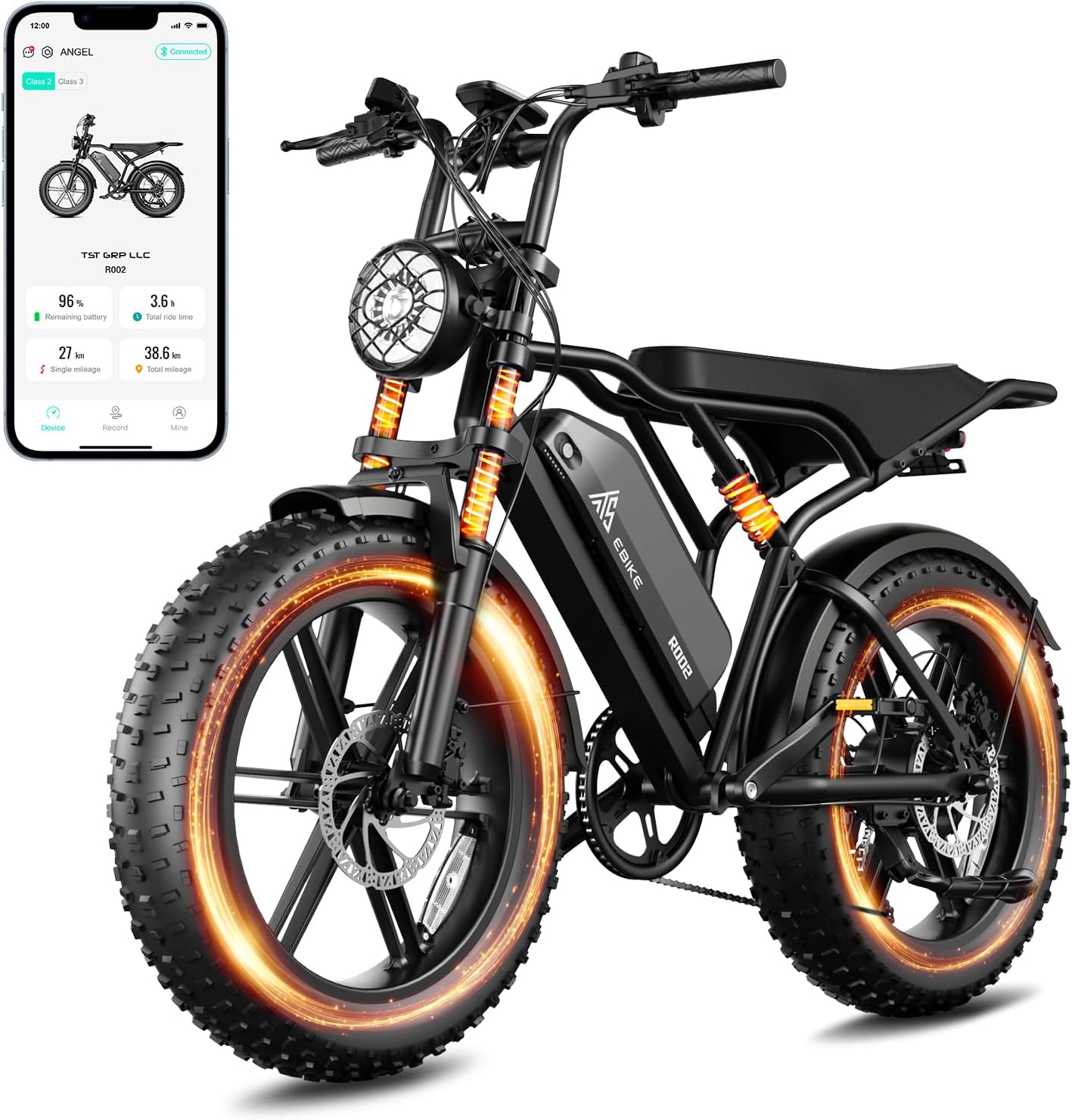 TST Electric Bike for Adults 1500W Peak 20" Fat Tire All-Terrain E-Bike 60/110 Miles 28MPH Electric Dirt Bike for Road Sand Mountain Snow - 48V 15/25AH Battery Powered Electric Motorcycle