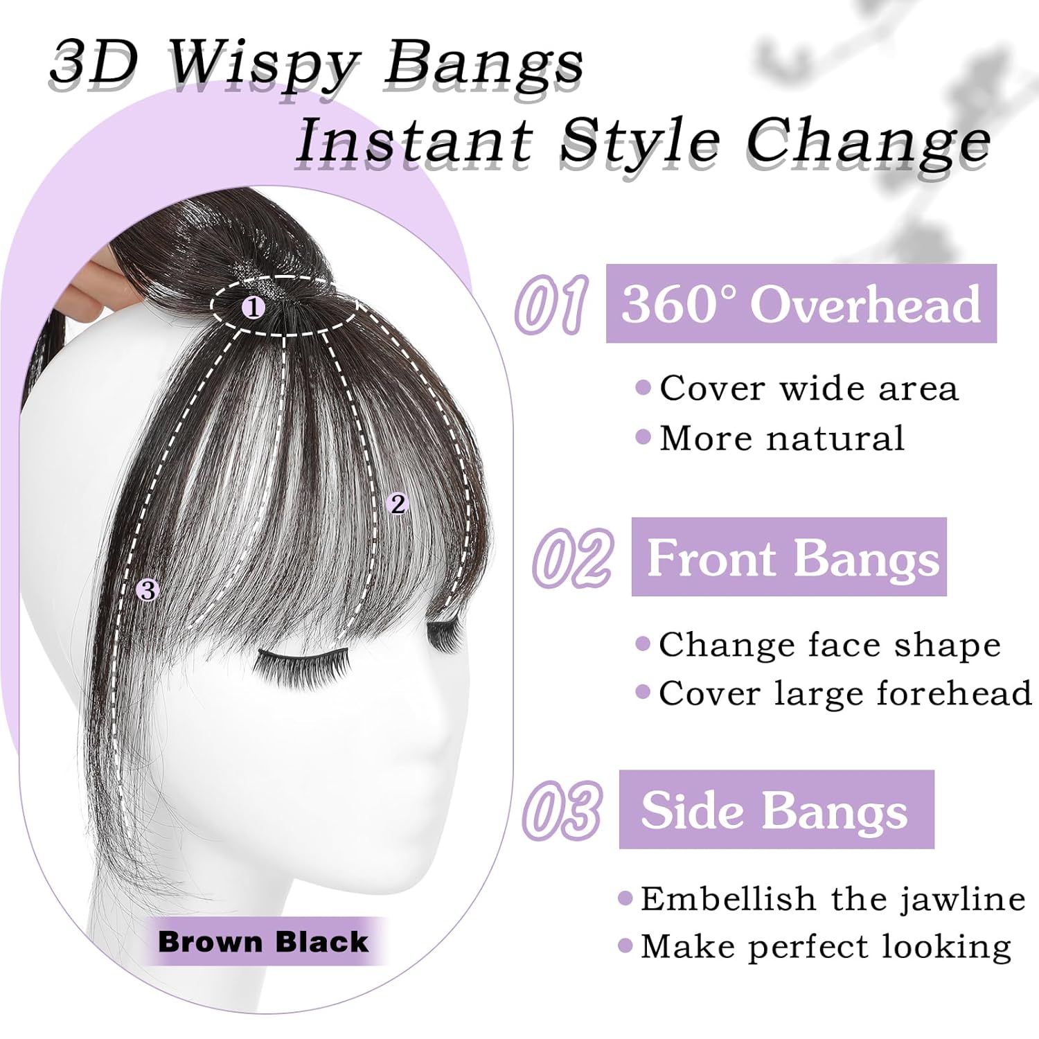 Clip in Bangs 100% Human Hair Toppers 360°3D Hair Pieces Clip On Air Bangs Extensions - Wigtrends