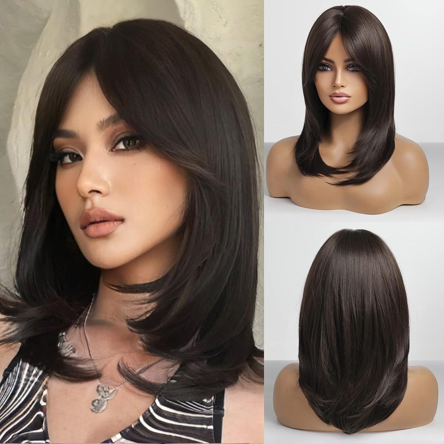 12 Inch Blonde to White Bob Wigs with Bangs Ombre to Blonde Hair Synthetic