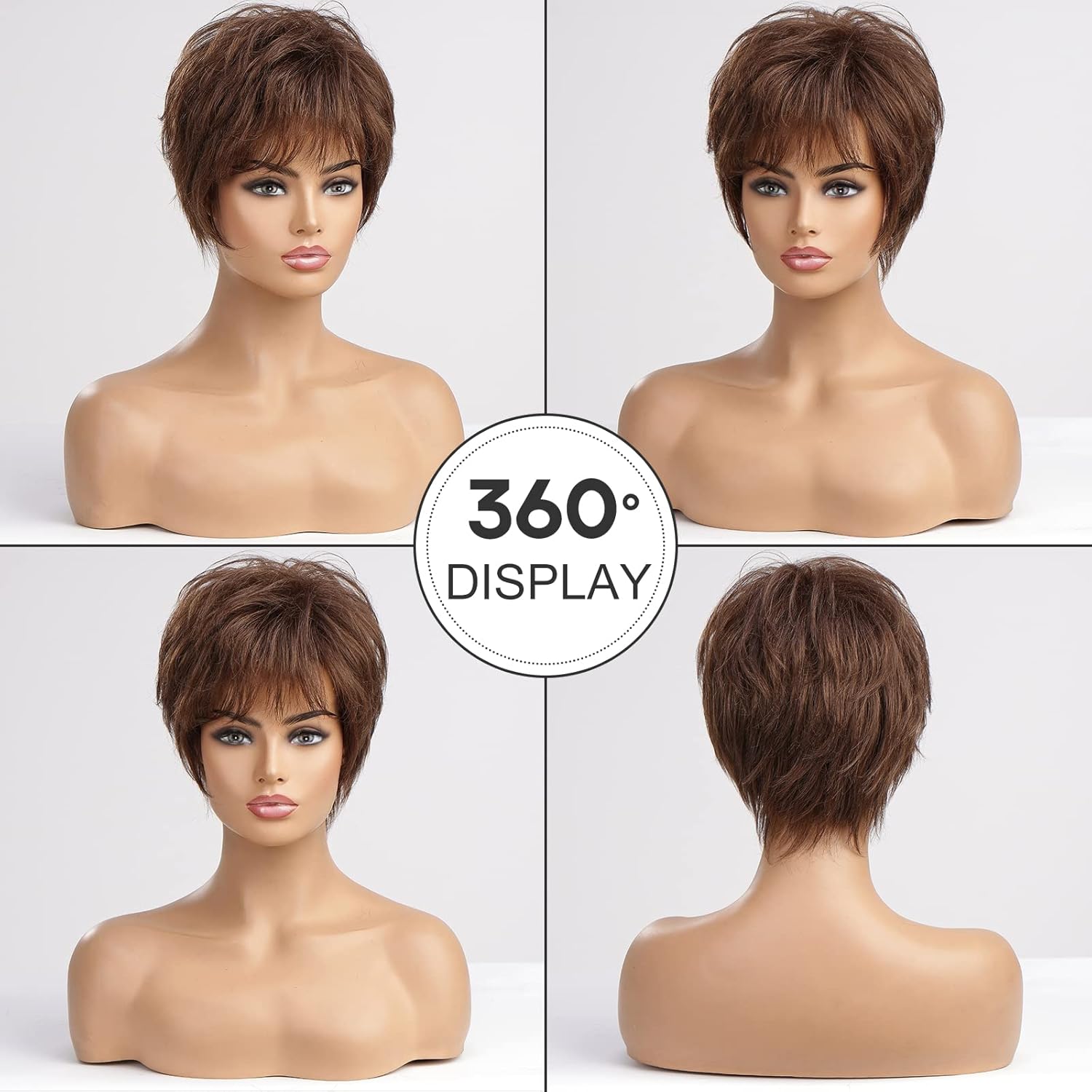 Short Grey Human Hair Wigs for Women Natural Pixie Cut Wig Daily Hair - Wigtrends