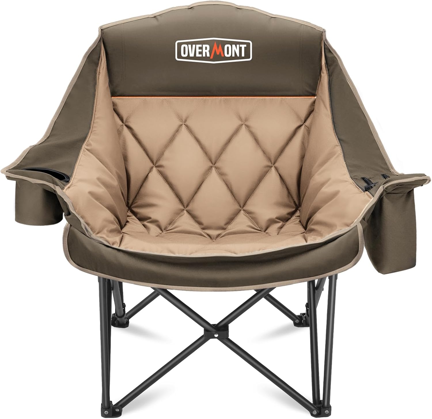 Overmont Oversized Double Camping Chair - 2 Person Comfort Couch Chair Loveseat for Adults - Heavy Duty Lawn Chairs with Cooling Bag&Wine Racks - Support 850LBS Blue