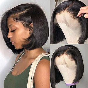 8 Inch Short Bob Wig Human Hair HD Lace Front Wigs For Black Women Side Part Glueless Pre Plucked Frontal Bob Wig - Wigtrends