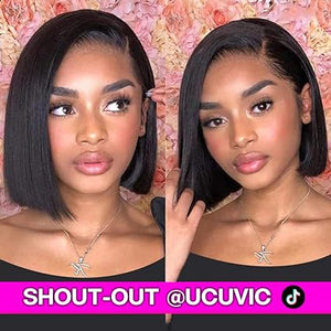 8 Inch Short Bob Wig Human Hair HD Lace Front Wigs For Black Women Side Part Glueless Pre Plucked Frontal Bob Wig - Wigtrends