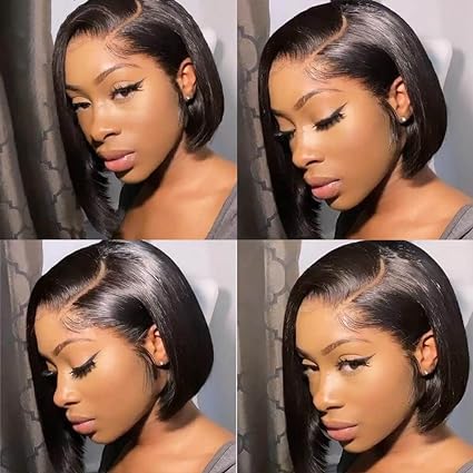 8 Inch Short Bob Wig Human Hair HD Lace Front Wigs For Black Women Side Part Glueless Pre Plucked Frontal Bob Wig - Wigtrends