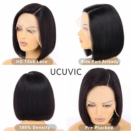 8 Inch Short Bob Wig Human Hair HD Lace Front Wigs For Black Women Side Part Glueless Pre Plucked Frontal Bob Wig - Wigtrends