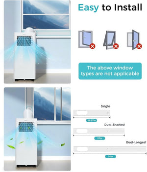8,000 BTU Portable Air Conditioner - 3 - in - 1 AC Unit with Remote Control, Ultra - Quiet Cooling for Rooms up to 350 sq. ft., 24H Timer, Sleep Mode - Wigtrends