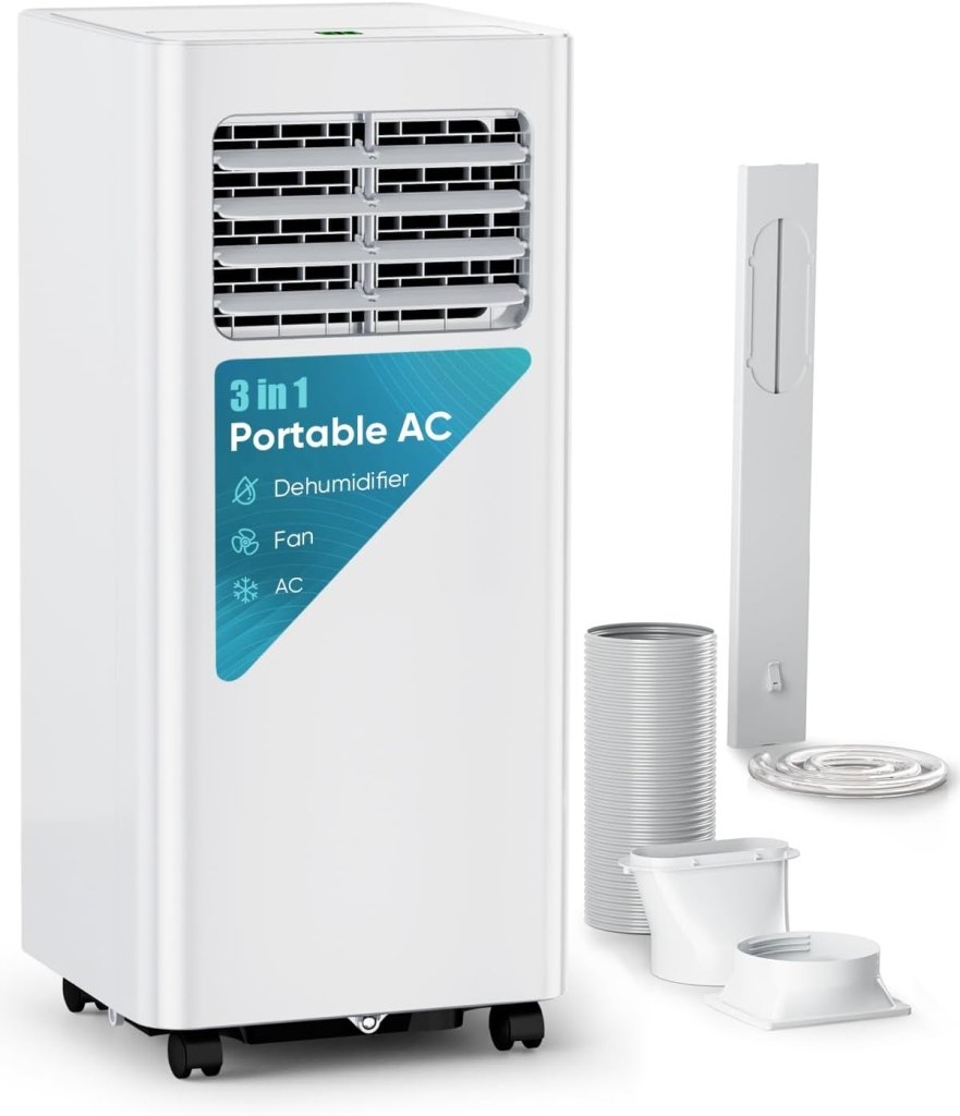 8,000 BTU Portable Air Conditioner - 3 - in - 1 AC Unit with Remote Control, Ultra - Quiet Cooling for Rooms up to 350 sq. ft., 24H Timer, Sleep Mode - Wigtrends