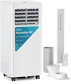 8,000 BTU Portable Air Conditioner - 3 - in - 1 AC Unit with Remote Control, Ultra - Quiet Cooling for Rooms up to 350 sq. ft., 24H Timer, Sleep Mode - Wigtrends