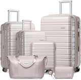 6-piece luggage set, expandable hardshell suitcase set with spinner wheels, lightweight rolling luggage set