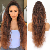 Claw Long Wavy Ponytail Extension Black Brown 30" Curly Pony Tail Clip in Hair Extensions wigs