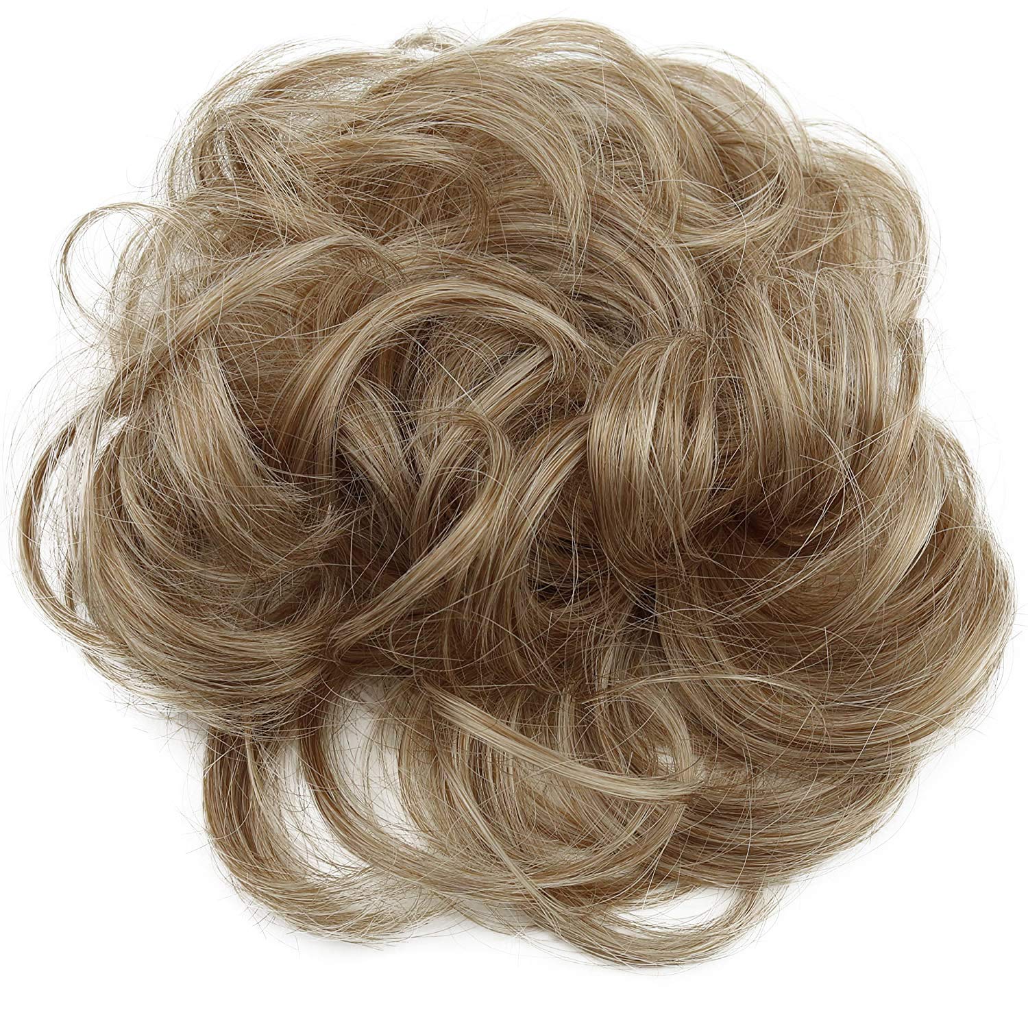 Messy Scrunchie Bun Voluminous Wavy Hairpiece Heat-resistant Synthetic Fibres Blond Mix