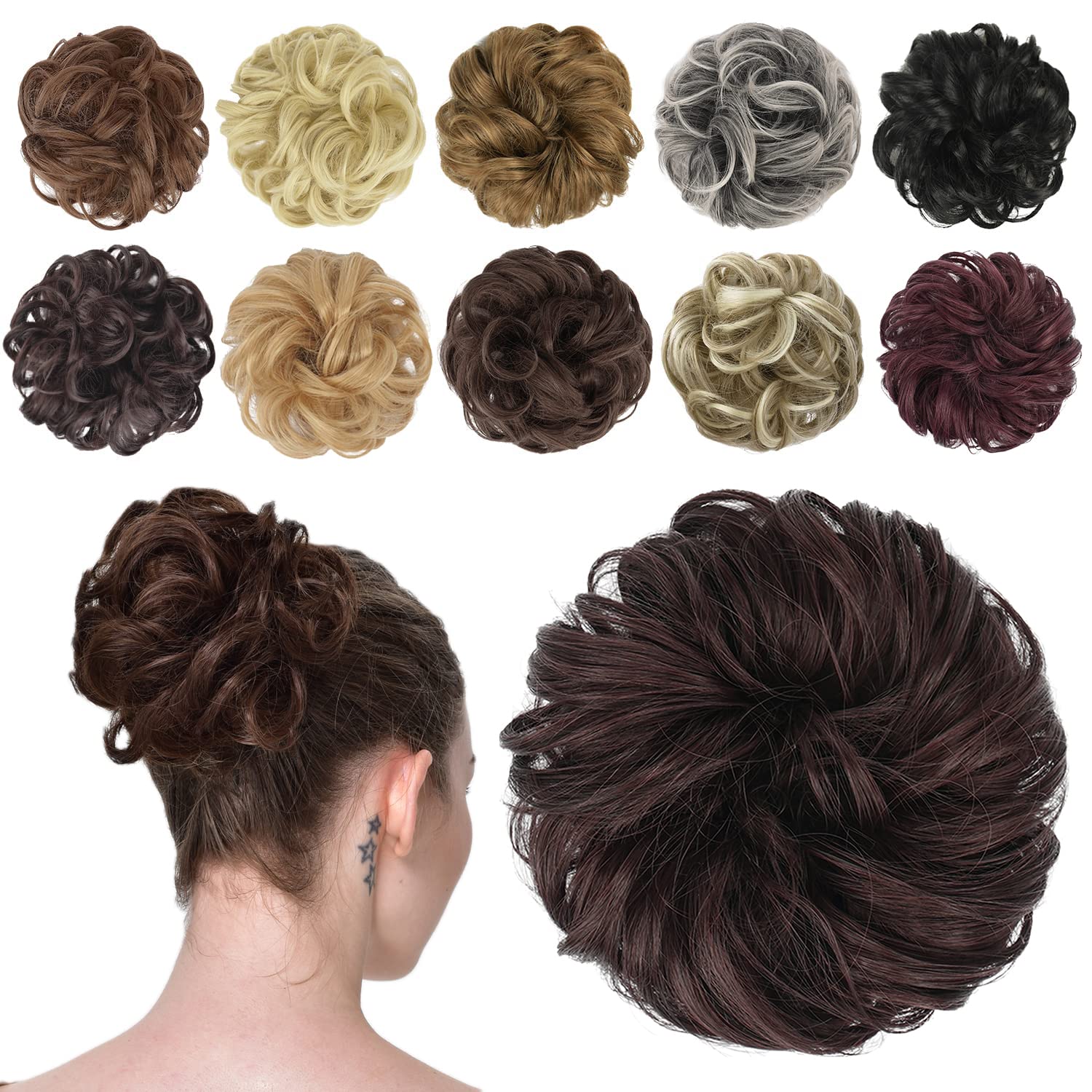 Hair Bun Hair Pieces Elastic Wavy Curly Hair Bun Scrunchies Extensions Synthetic Chignon Hairpieces