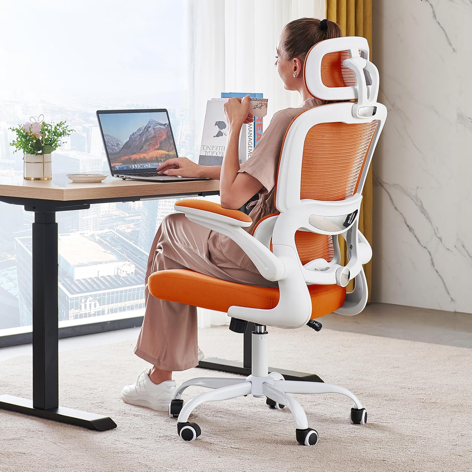 TRALT Office Chair Ergonomic Desk Chair, 330 LBS Home Mesh Office Desk Chairs with Wheels, Comfortable Gaming Chair, High Back Office Chair for Long Hours (Black)