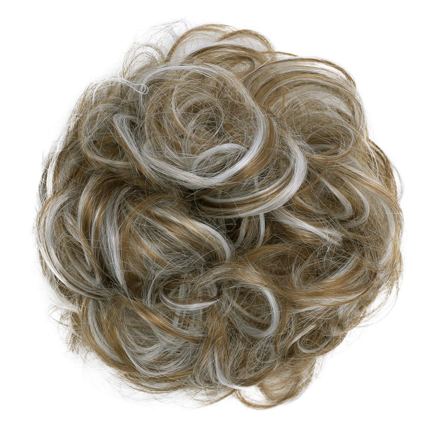 Messy Scrunchie Bun Voluminous Wavy Hairpiece Heat-resistant Synthetic Fibres Blond Mix