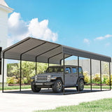 10'x15' Heavy Duty Metal Carport, Outdoor Garage Car Shelter Shade with Heavier Frame, Galvanized Roof for Car and Boats, Grey