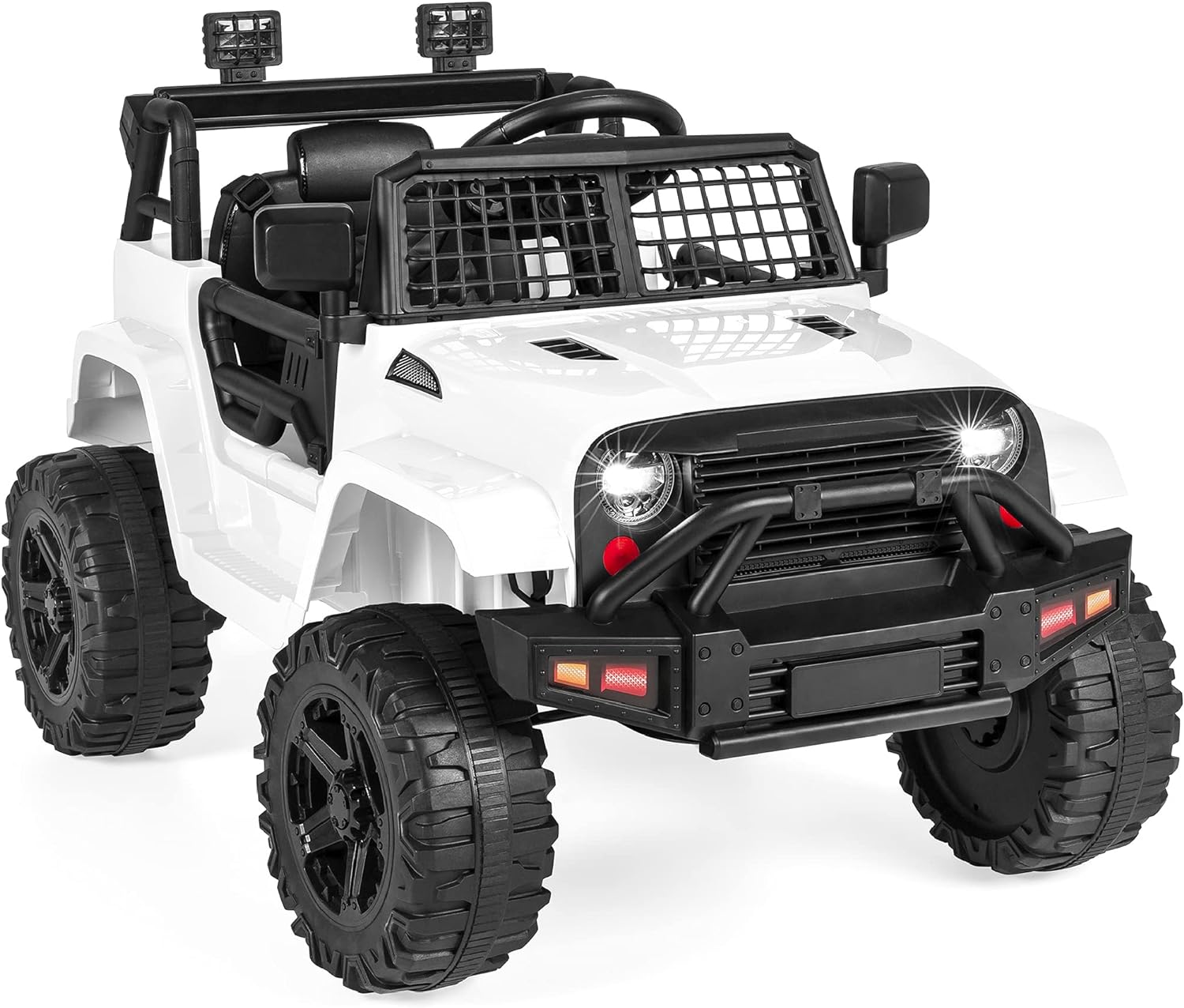 Best Choice Products 12V Kids Ride On Truck Car w/Parent Remote Control, Spring Suspension, LED Lights, AUX Port - Sand