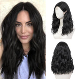 Brown Highlight Medium Length Wigs Wavy Human Hair Wigs with Upgraded Strands