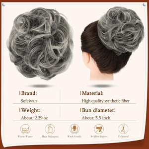 Silver Grey Claw Clip Messy Bun Hair Piece Ponytail Hairpieces - Wigtrends