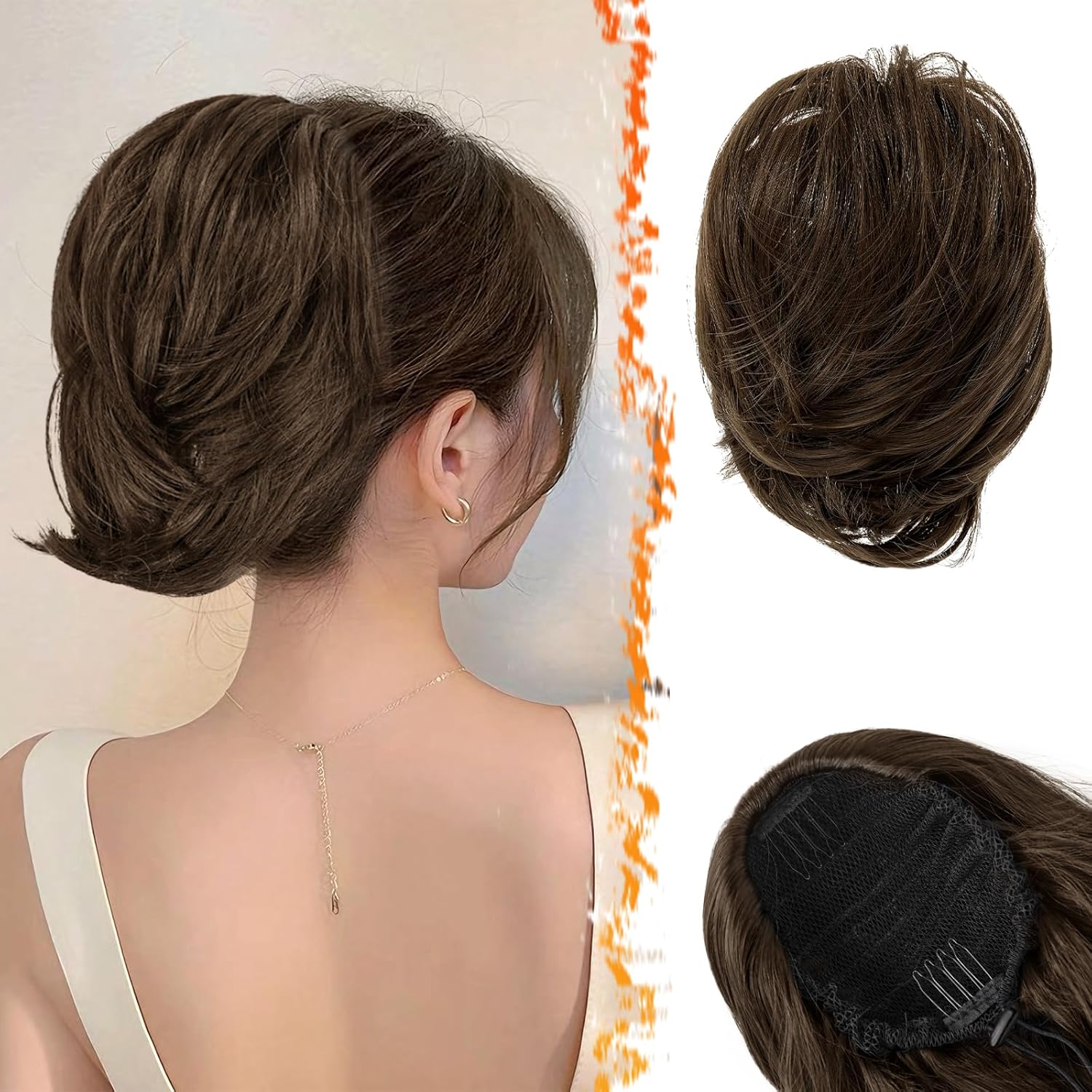 Hair Bun Ponytail Extension Straight Synthetic Hairpiece Fully Short Ponytail