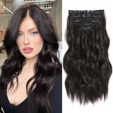 Clip in Hair Extensions 6 PCS Natural & Soft Hair Blends Well Hair wigs Dark Brown Long Wavy Hairpieces