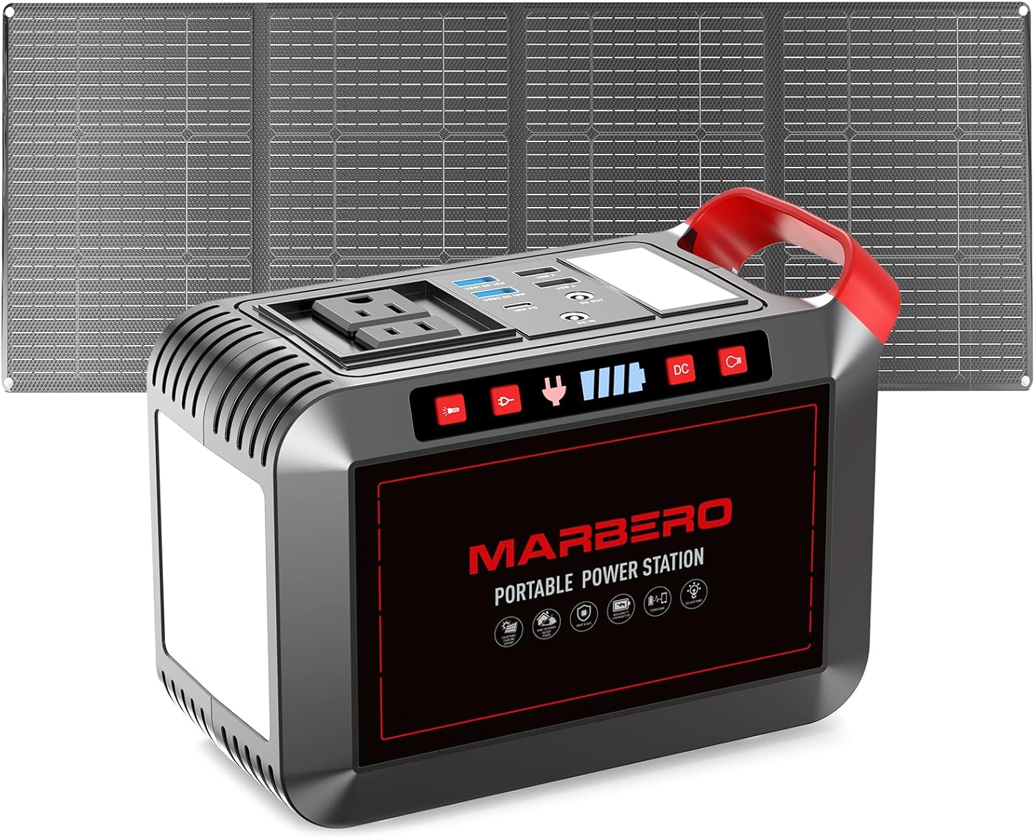 MARBERO Portable Power Station 88Wh Camping Lithium Battery Solar Generator Fast Charging with AC Outlet 120W Peak Power Bank(Solar Panel Optional) for Home Backup Outdoor Emergency RV Van Hunting