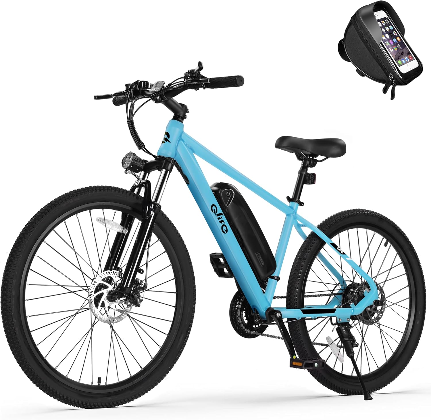 Qlife Racer Electric Bike for Adults - 21-Speed Mountain Lightweight Ebike with Peak 750W 22MPH Brushless Motor, 375Wh Removable Battery, 26X2.1 Tire Step Over E-MTB, Up to 40 Miles