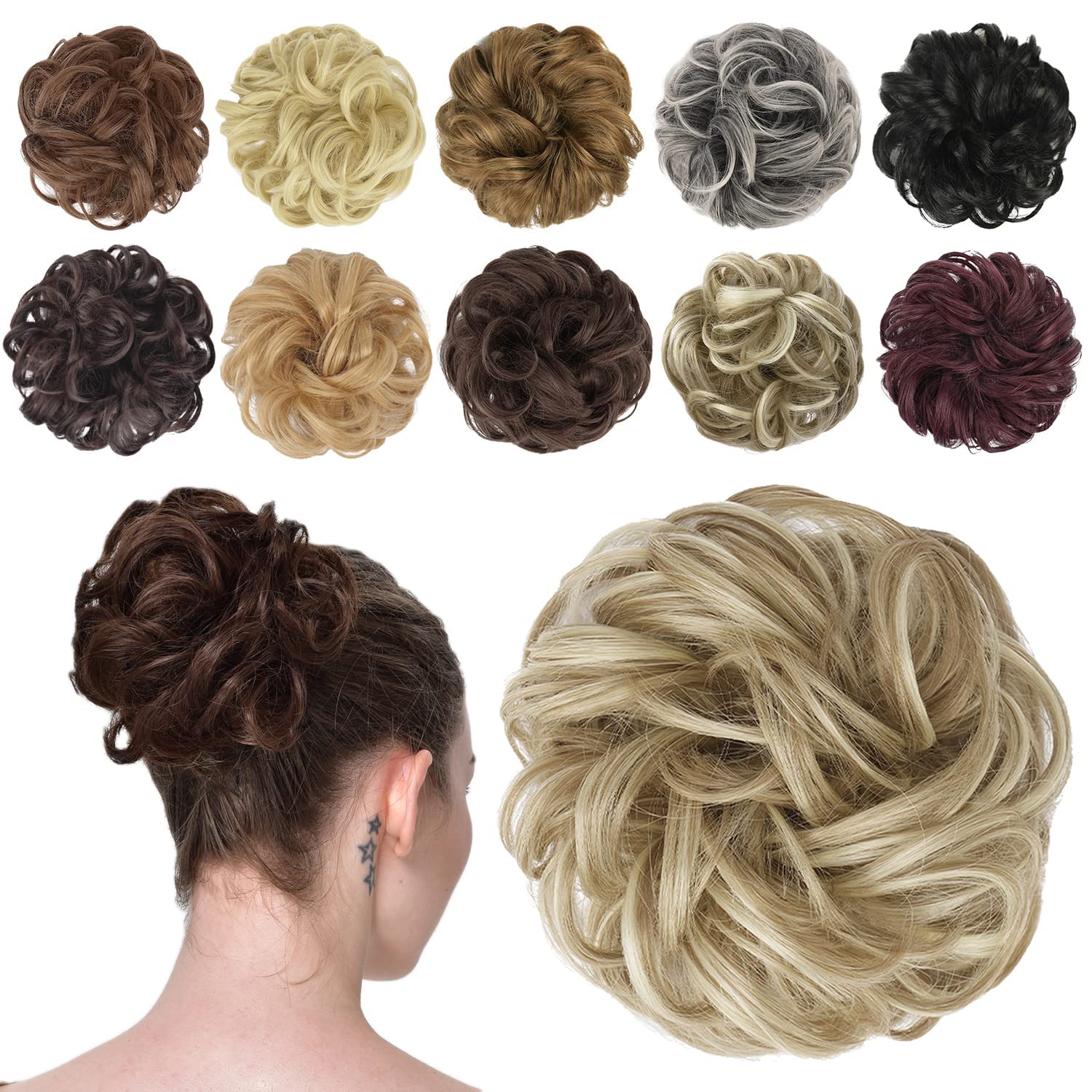 Hair Bun Hair Pieces Elastic Wavy Curly Hair Bun Scrunchies Extensions Synthetic Chignon Hairpieces