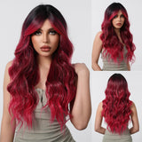 Long Brown Wave Wig 26 inch Synthetic Wig Wave Brown Heat Resistant Hair