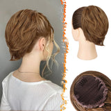 Hair Bun Ponytail Extension Straight Synthetic Hairpiece Fully Short Ponytail